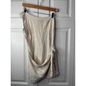 PrettyLittleThing Cream One Shoulder Linen Blend Mini Dress Women's Size 4